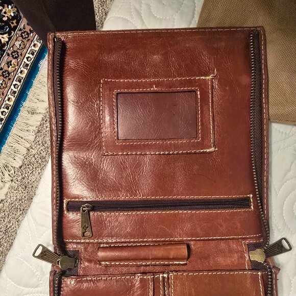 Patricia Nash Brown Tooled Leather Crossbody Organizer Bag w/Dust Bag VG Cond - Picture 10 of 14